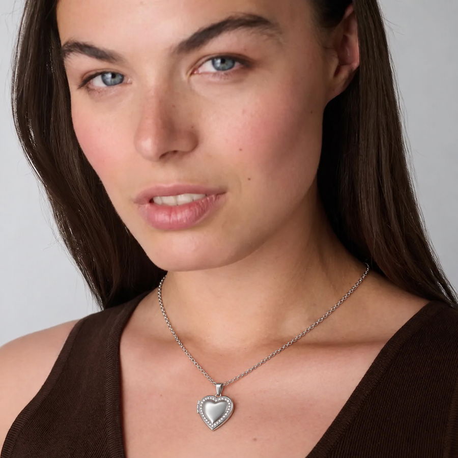 Collar Locket Corazón Strass con Foto