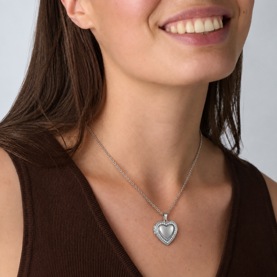 Collar Locket Corazón Strass con Foto