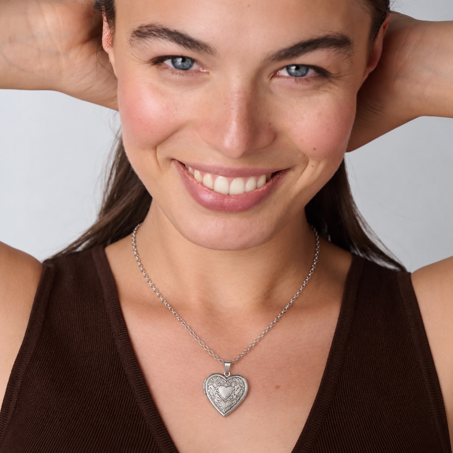 Collar Locket Corazón dentro del Corazón con Foto
