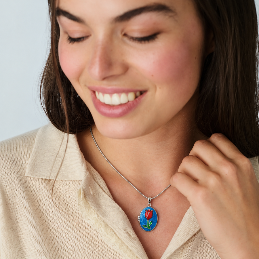 Collar Locket Tulipán con Foto