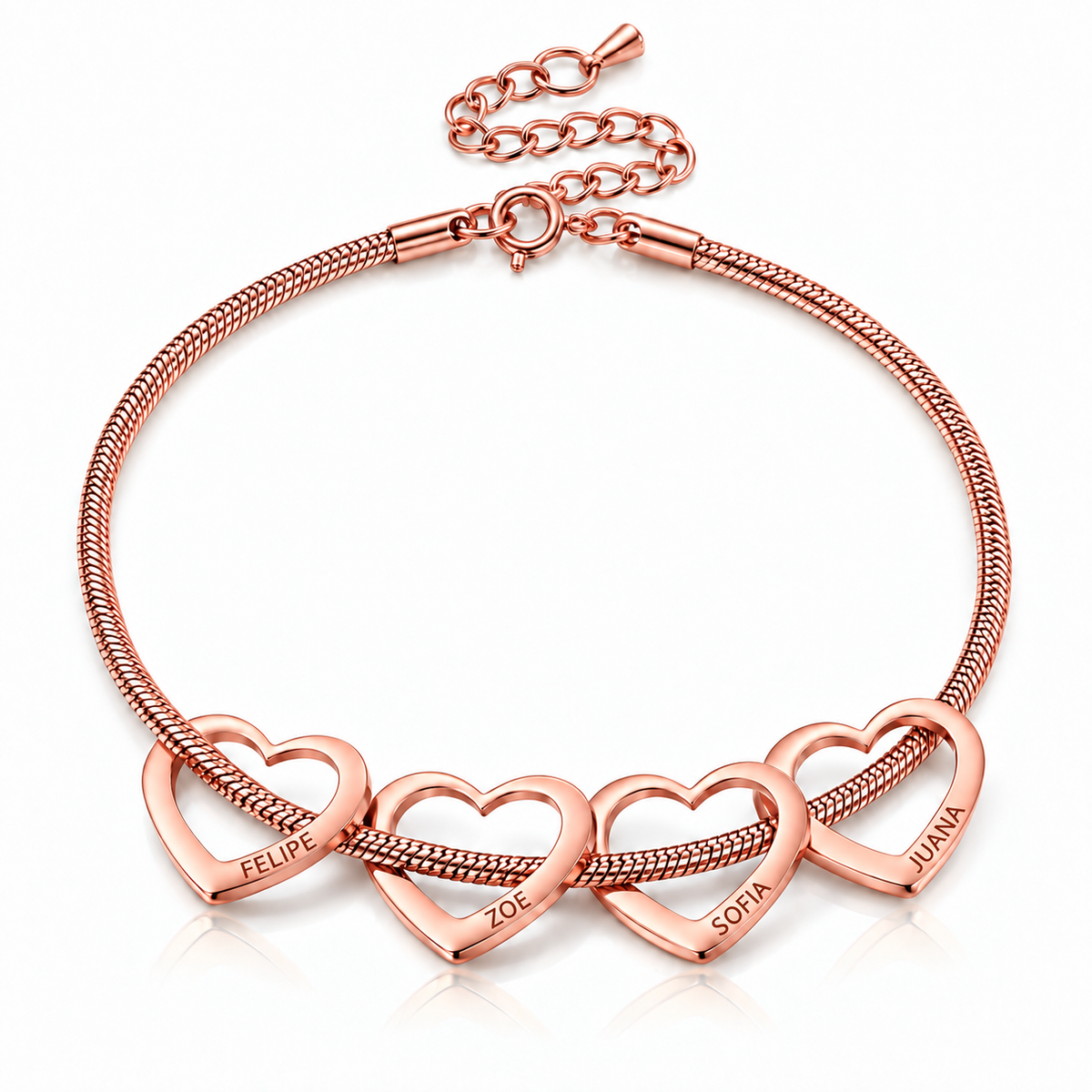 Brazalete Corazones con Nombres Grabados