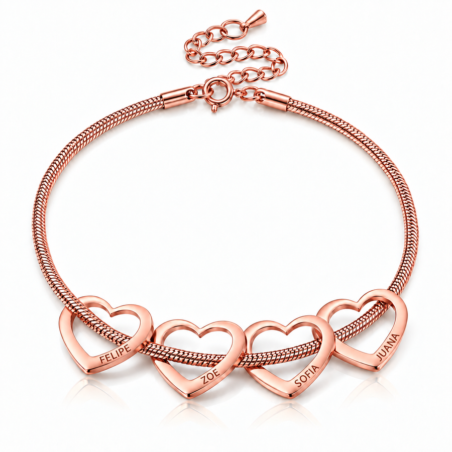 Brazalete Corazones con Nombres Grabados