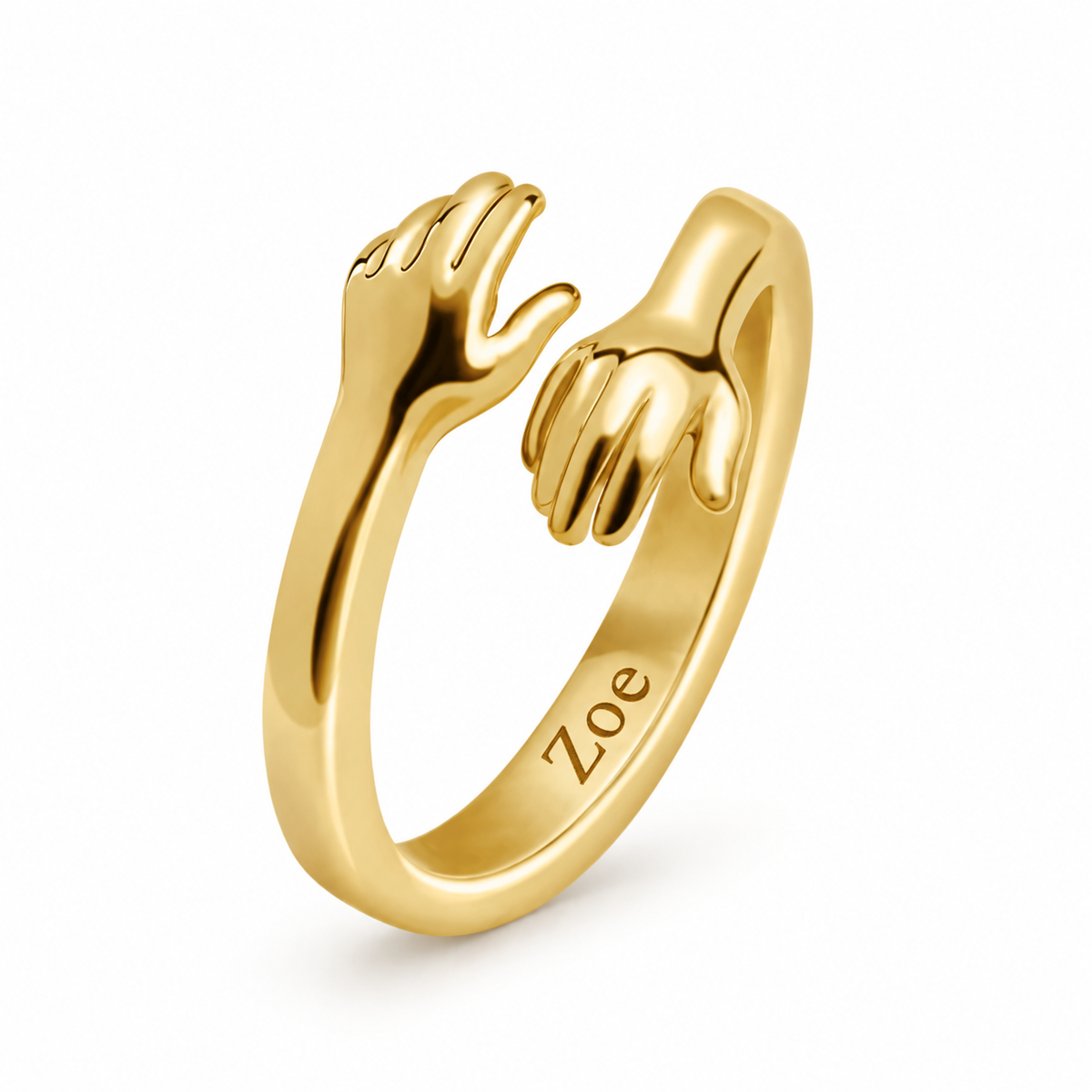 Anillos de Pareja Abrazo Nombres Grabados