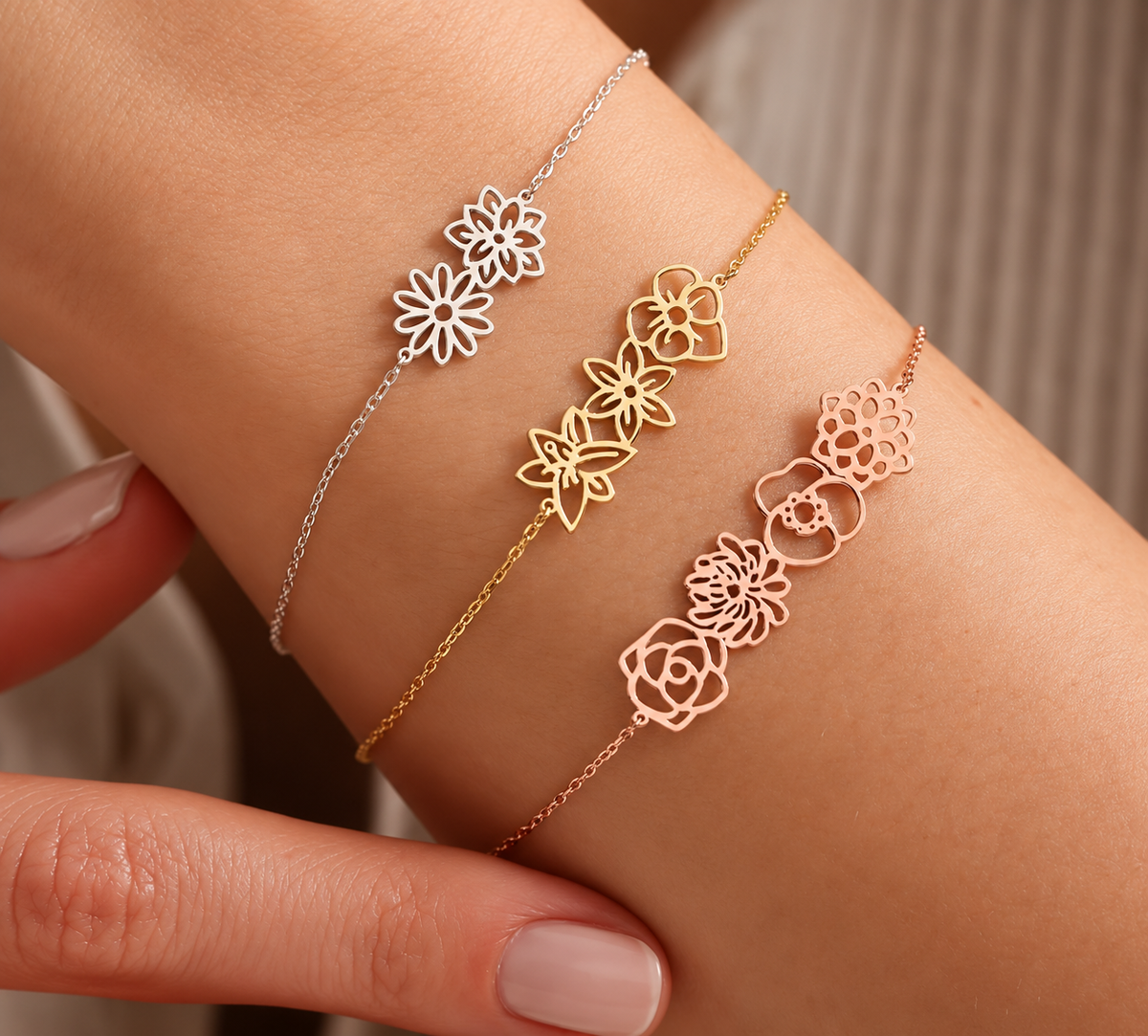 Brazalete Flores de Nacimiento Personalizadas