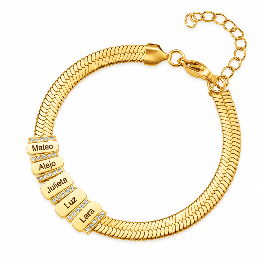 Brazalete Placas con Nombres Grabados