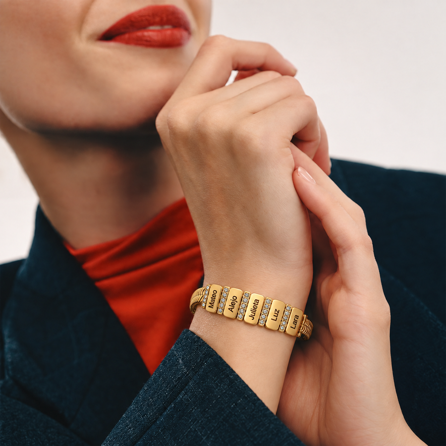 Brazalete Placas con Nombres Grabados